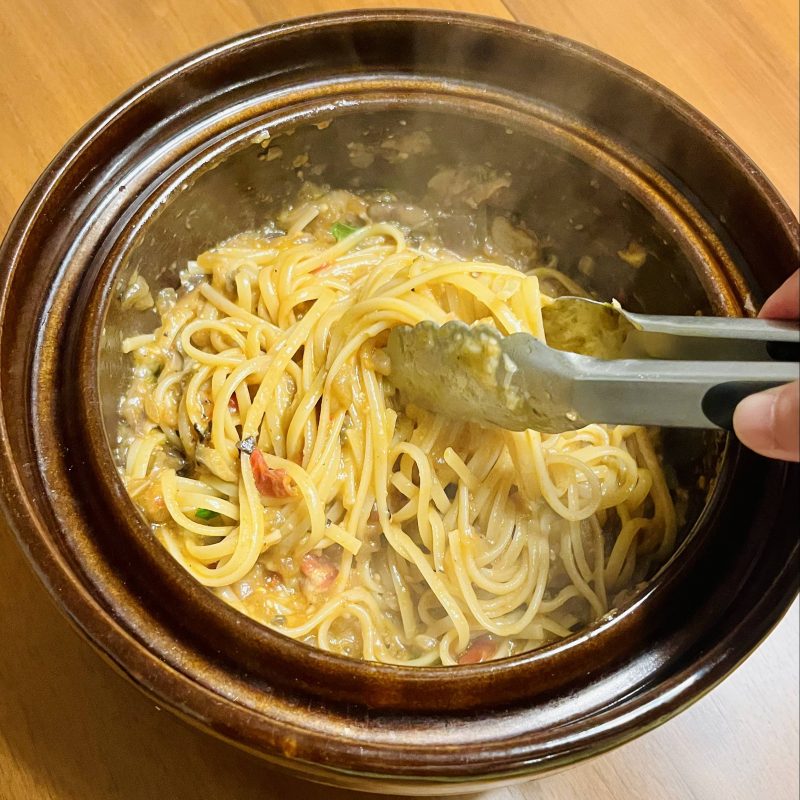 Eggplant & Shiitake Linguine Happy Donabe Life