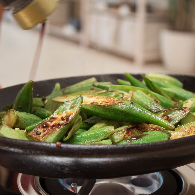 Grilled Okra with Smoked Soy Sauce Happy Donabe Life