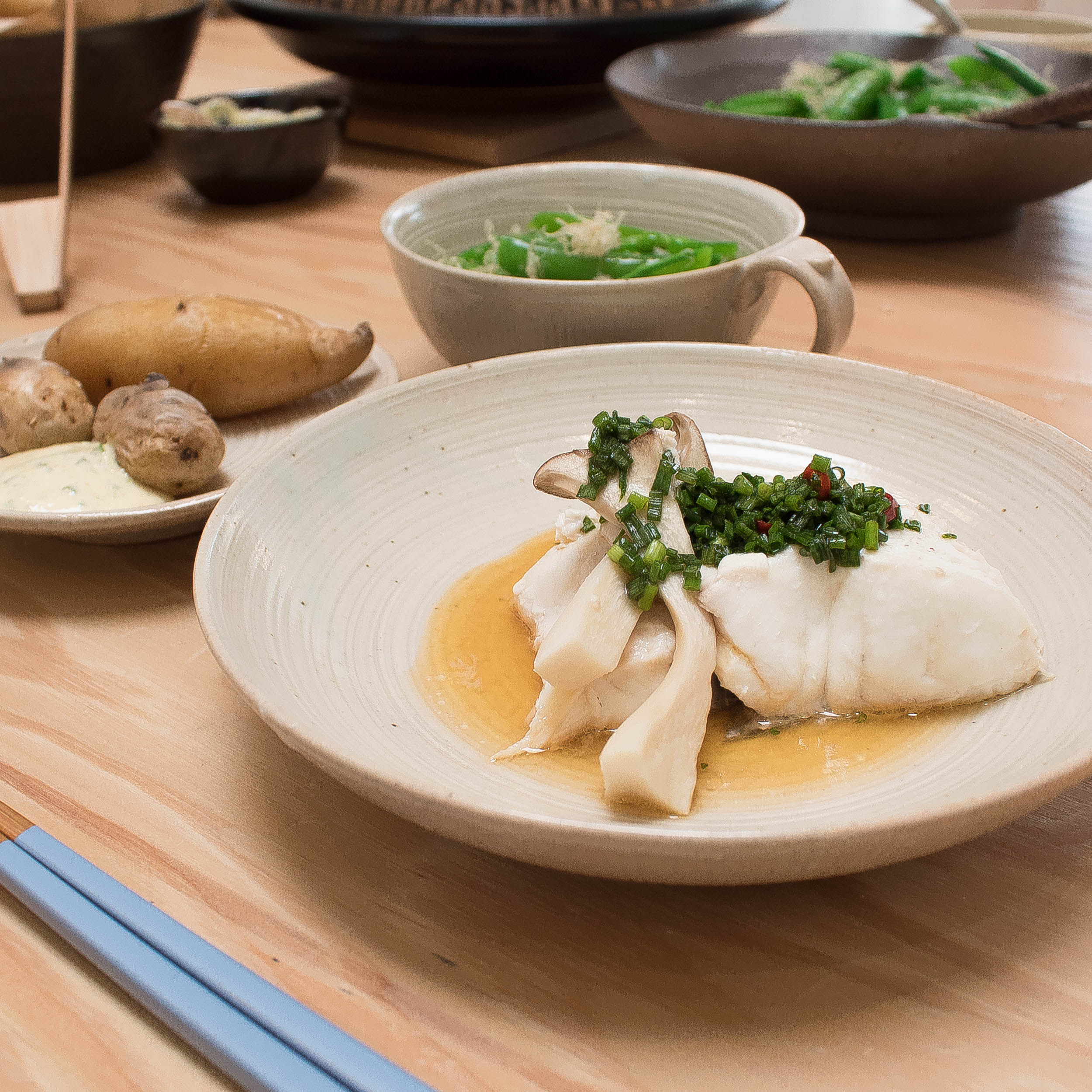 Steamed Halibut with Daidai Chive Sauce Happy Donabe Life