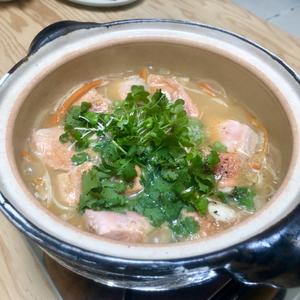 Salmon and Daikon in Garlic Butter Miso Sauce Happy Donabe Life